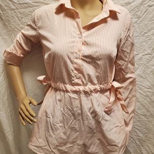 Striped Half Button Up Blouse